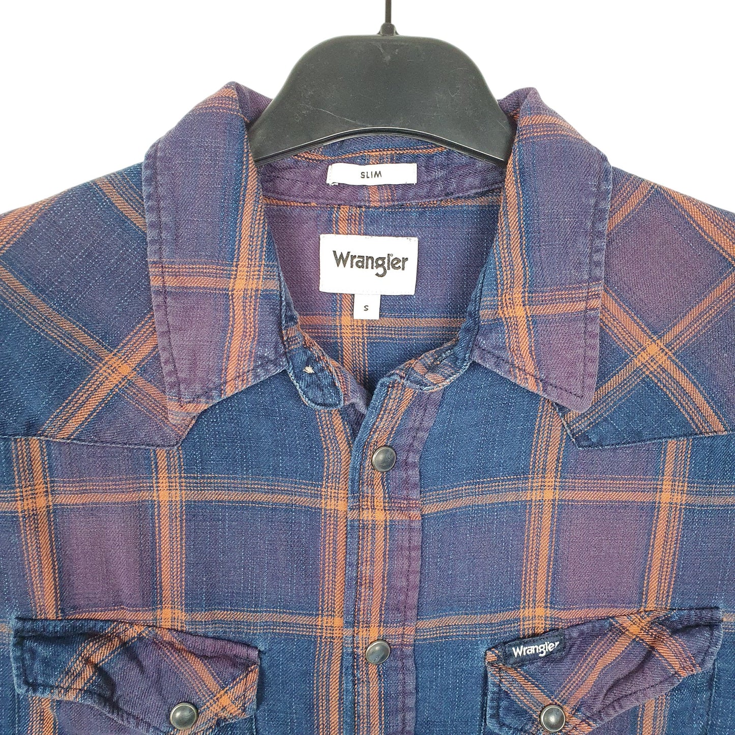 Mens Navy Wrangler Western Pearl Snap Cowboy Long Sleeve Shirt