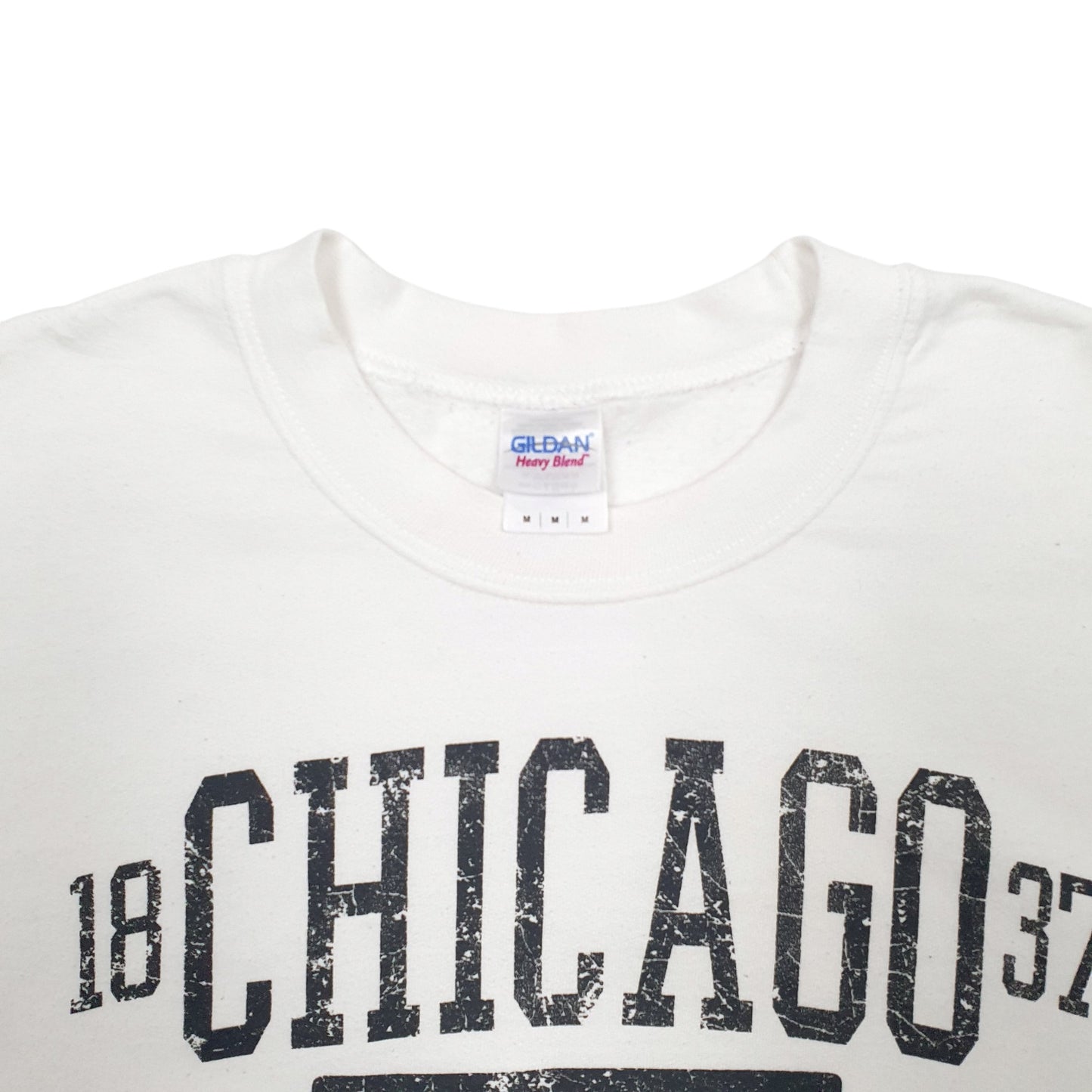Mens White Gildan Chicago Spellout Crewneck Jumper