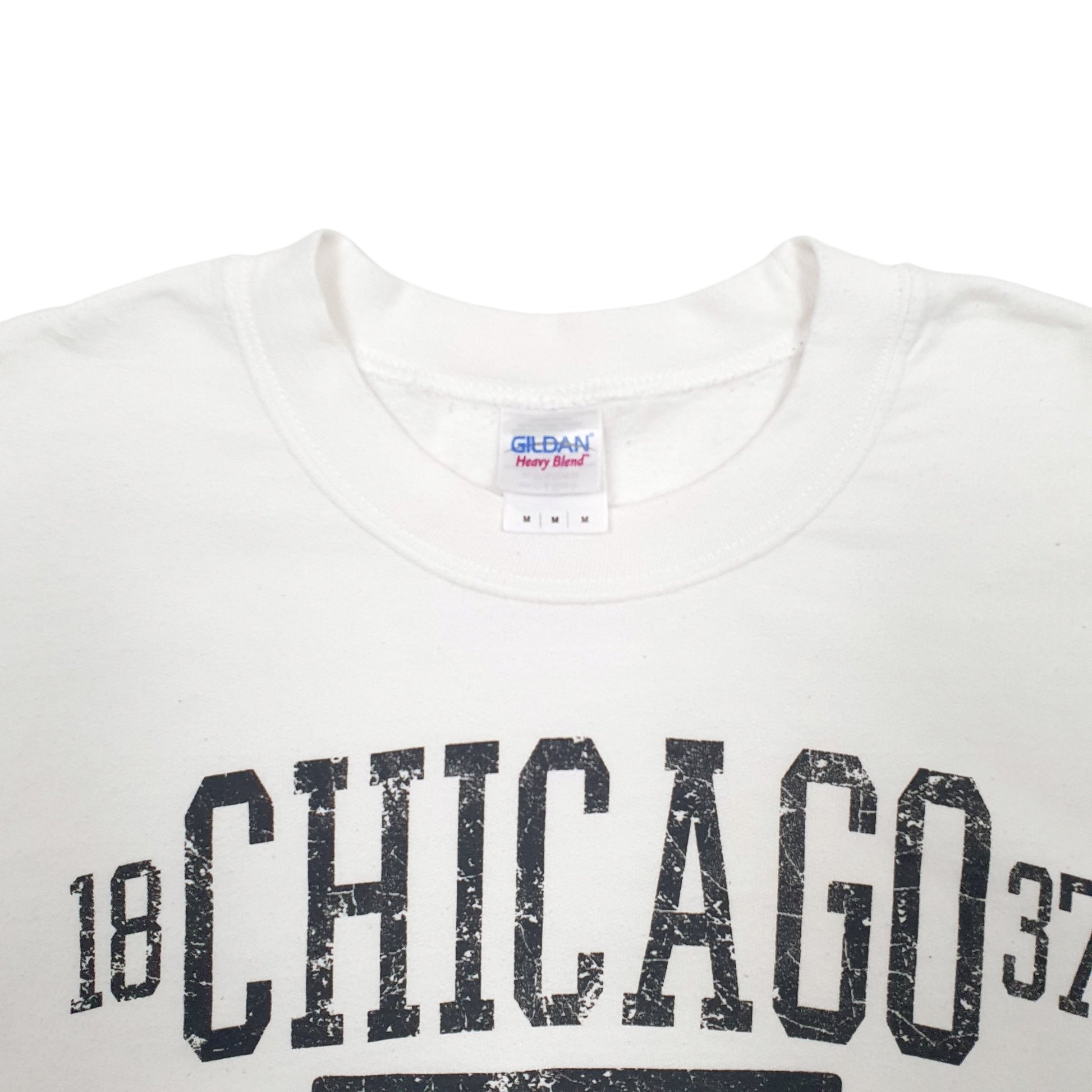 Mens White Gildan Chicago Spellout Crewneck Jumper