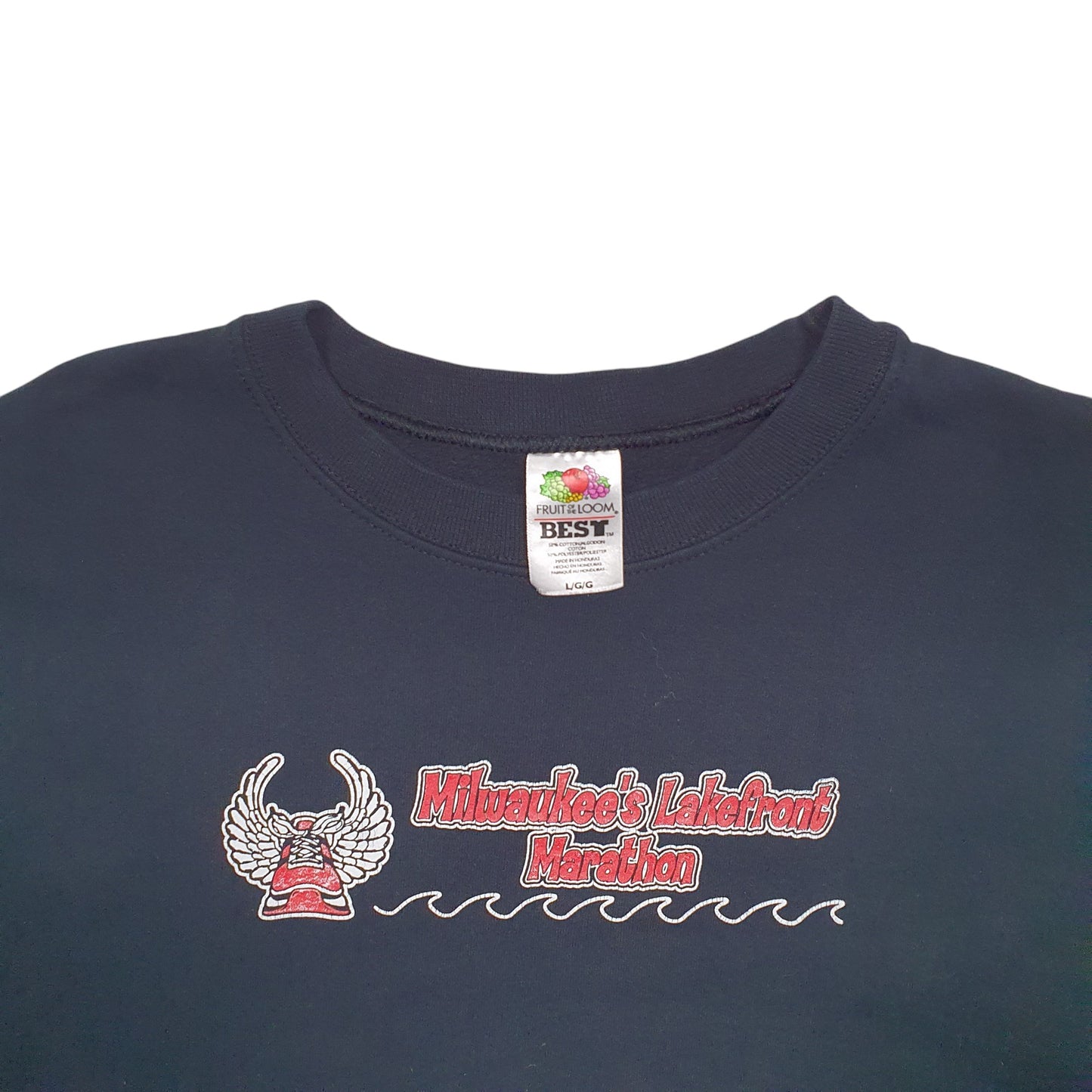 Womens Black Fruit Of The Loom Milwakees Lakefront Marathon Crewneck Jumper