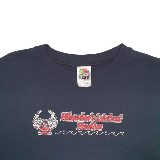 Womens Black Fruit Of The Loom Milwakees Lakefront Marathon Crewneck Jumper