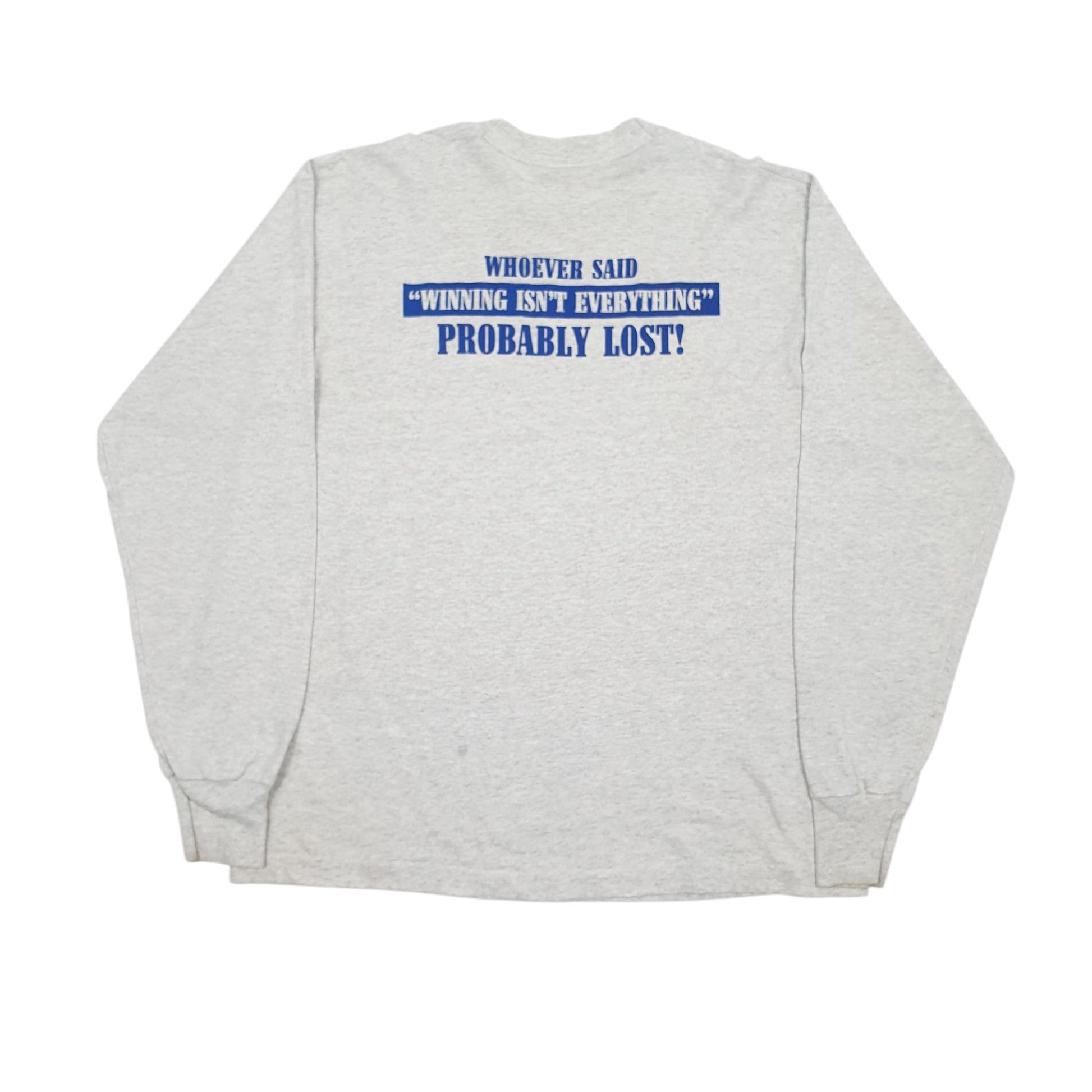 Mens Grey Fruit Of The Loom Single Stitch Vintage 90s Long Sleeve T Shirt