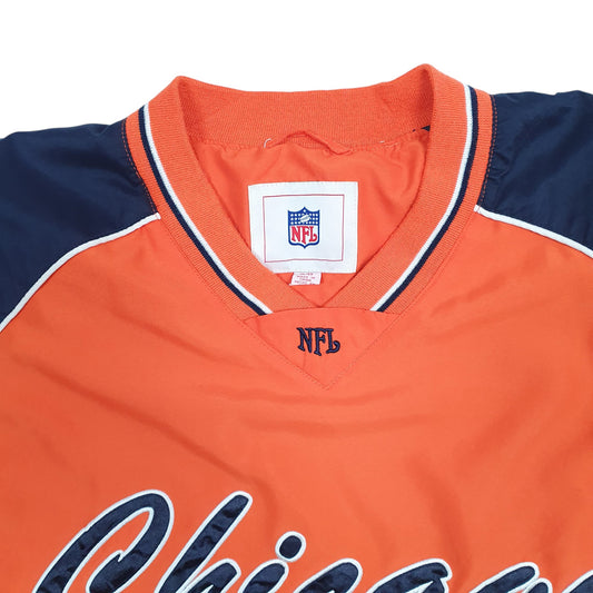 Mens Orange NFL Chicago Bears Football Windbreaker Pullover Crewneck Jumper