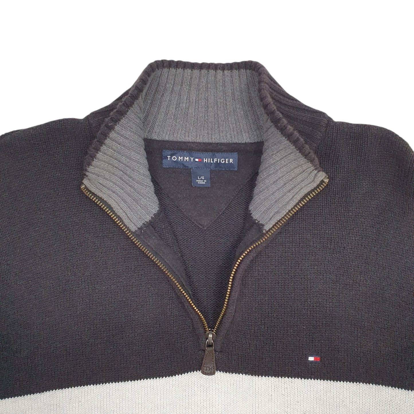 Mens Grey Tommy Hilfiger Knit Quarter Zip Jumper
