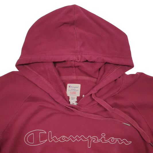 Mens Burgundy Champion Spellout Hoodie Jumper