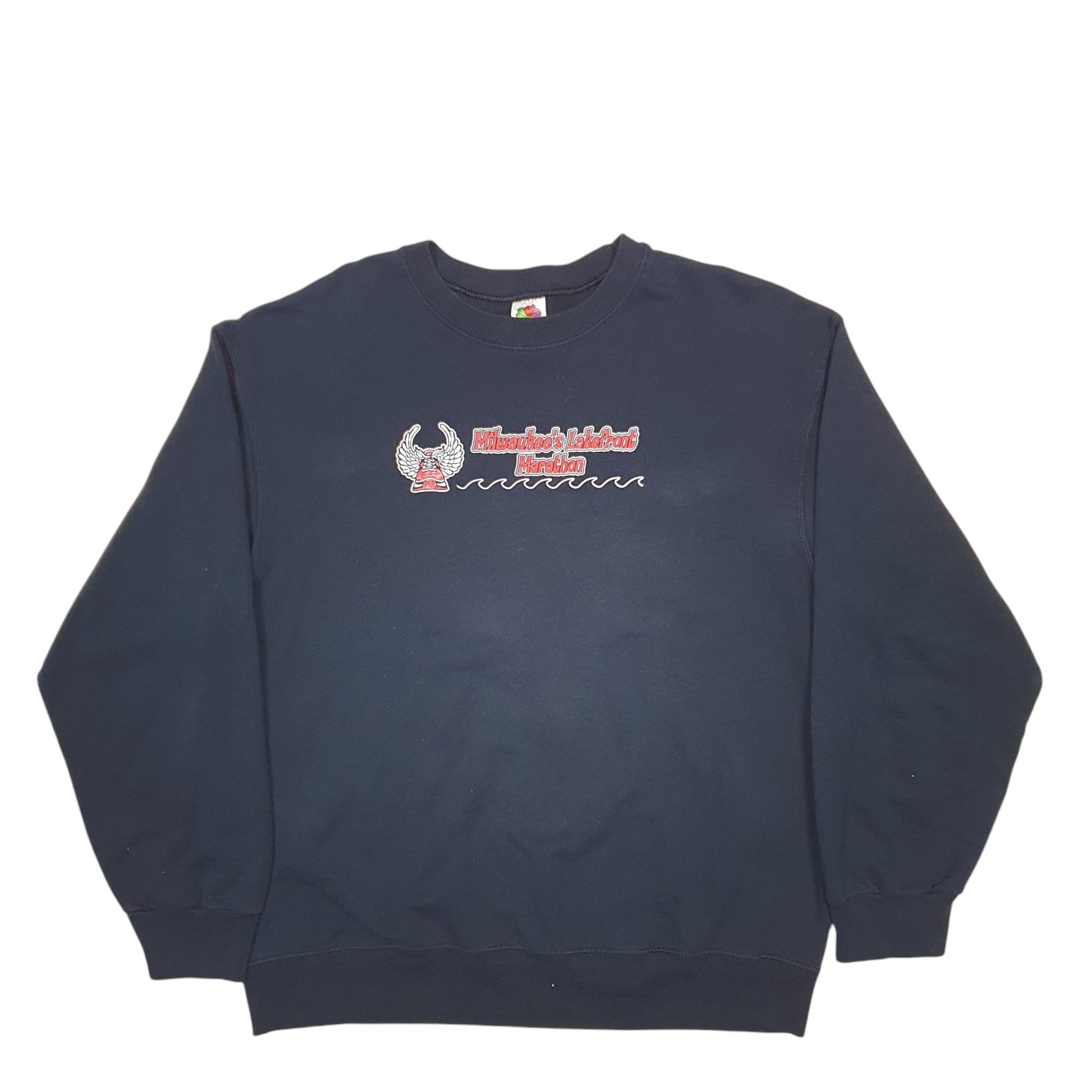 Womens Black Fruit Of The Loom Milwakees Lakefront Marathon Crewneck Jumper