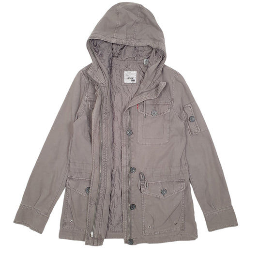 Womens Grey Levis Military Style Hooded  Coat