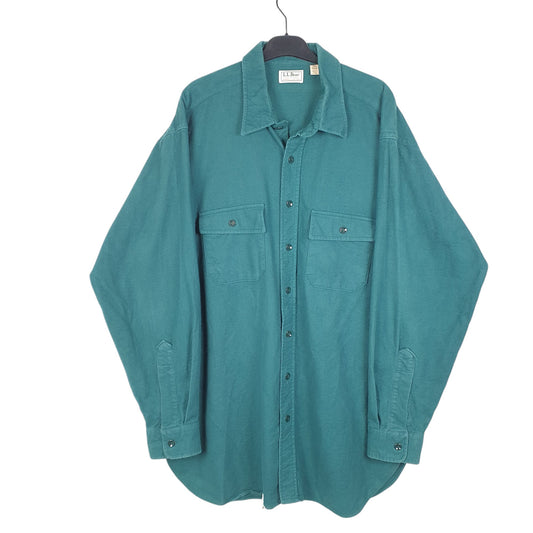 Mens Green L.L.Bean Vintage Chamois Overshirt Made In USA Long Sleeve Shirt