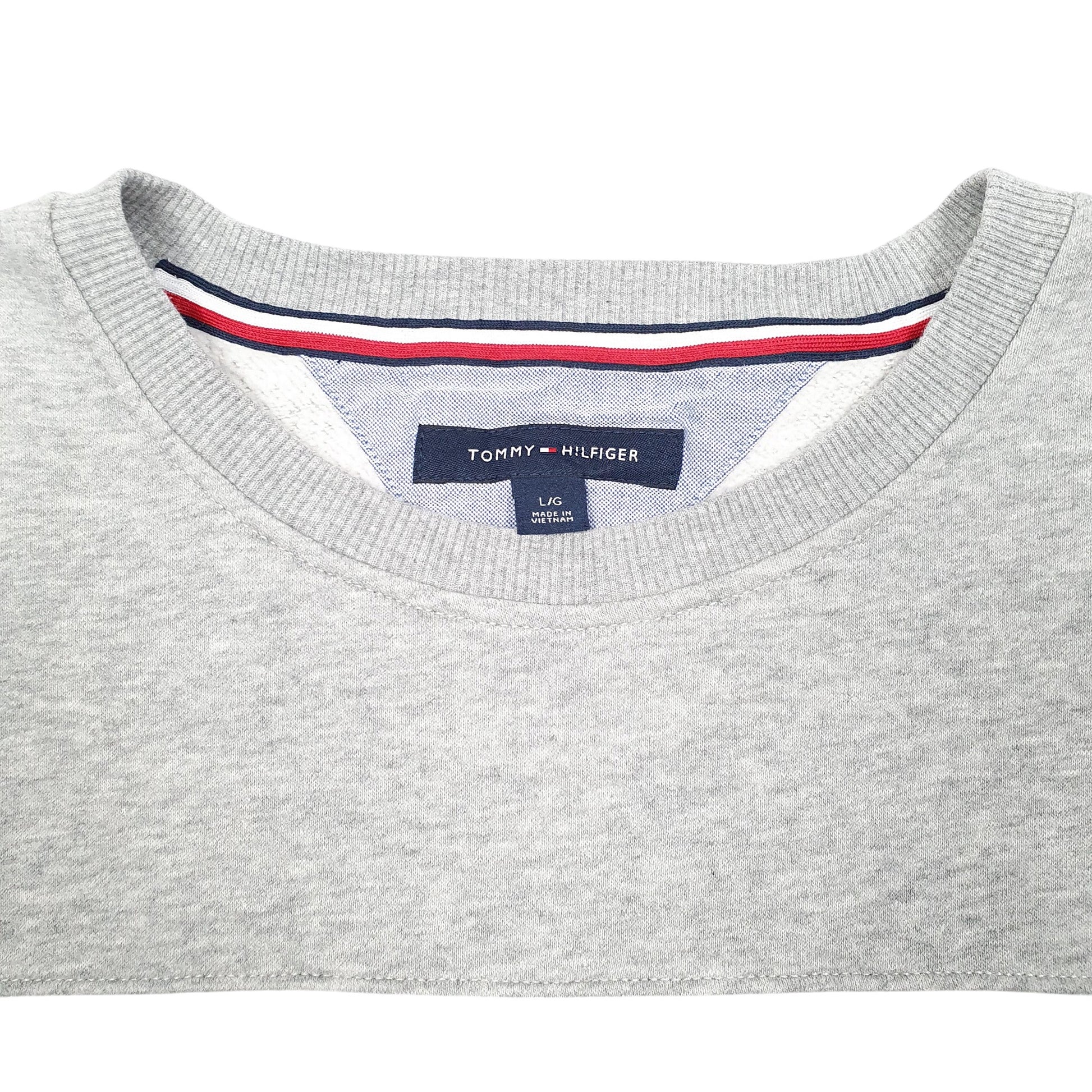 Mens Grey Tommy Hilfiger Spellout Crewneck Jumper