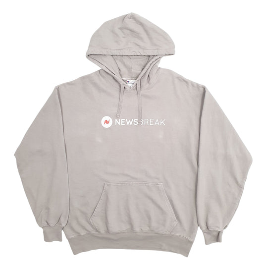 Mens Grey Champion Newsbreak Spellout Hoodie Jumper