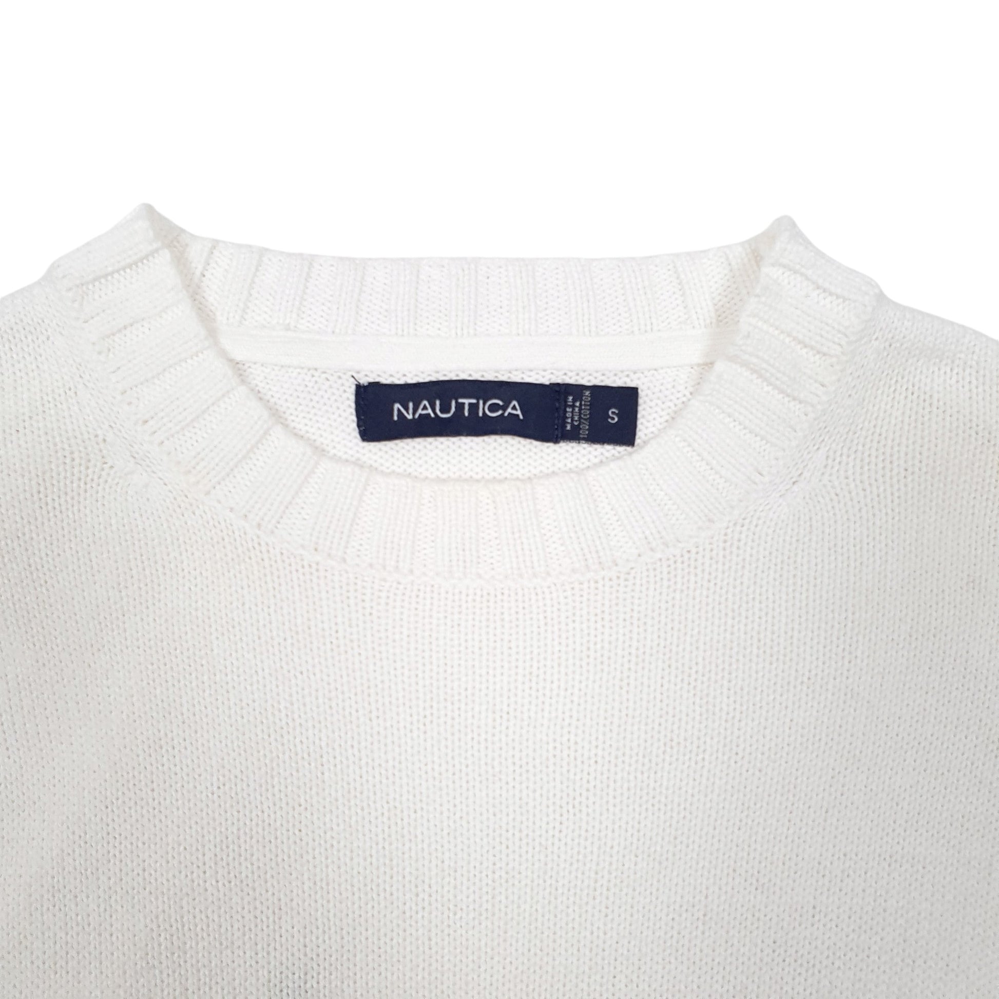 Mens White Nautica Knit Crewneck Jumper