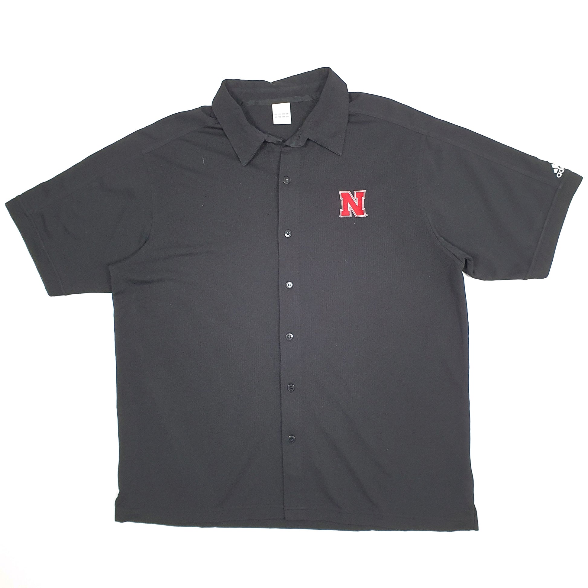 Mens Black Adidas Baseball Jersey Nebraska Short Sleeve T Shirt