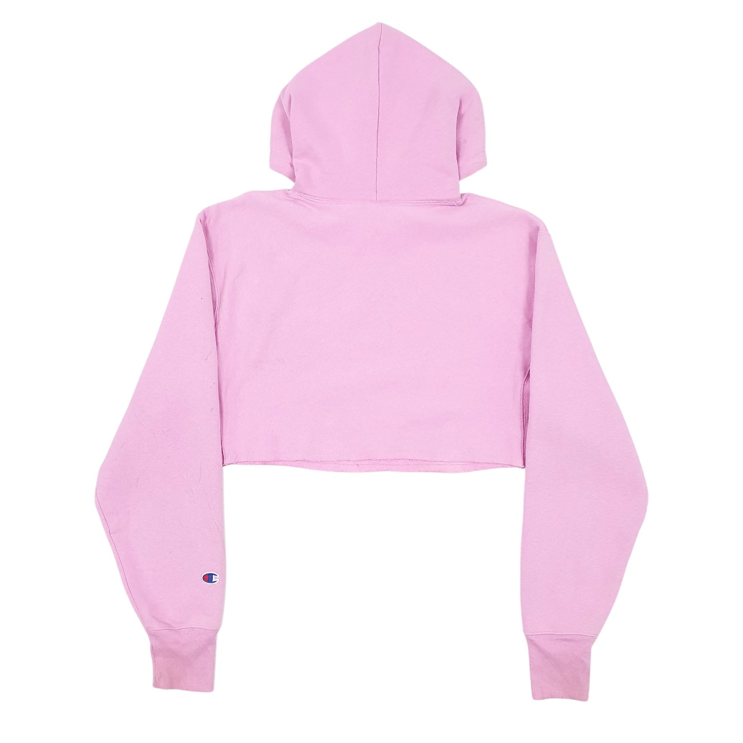 Womens Pink Champion Croptop Reverse Weave Hoodie Jumper