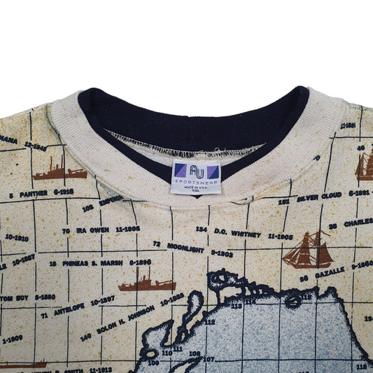 Mens Cream AU Sportswear Made In USA Crewneck Jumper