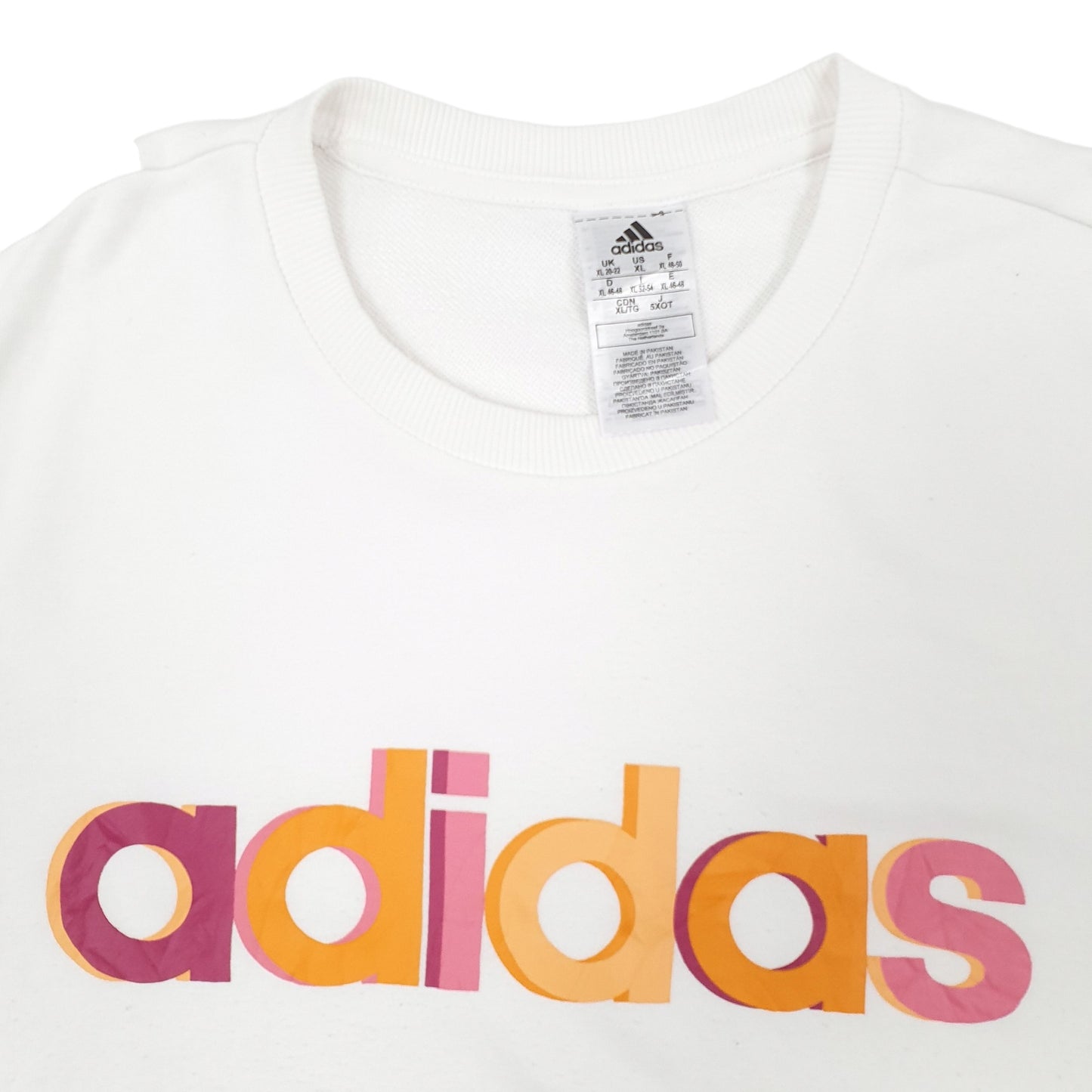 Womens White Adidas Spellout Crewneck Jumper