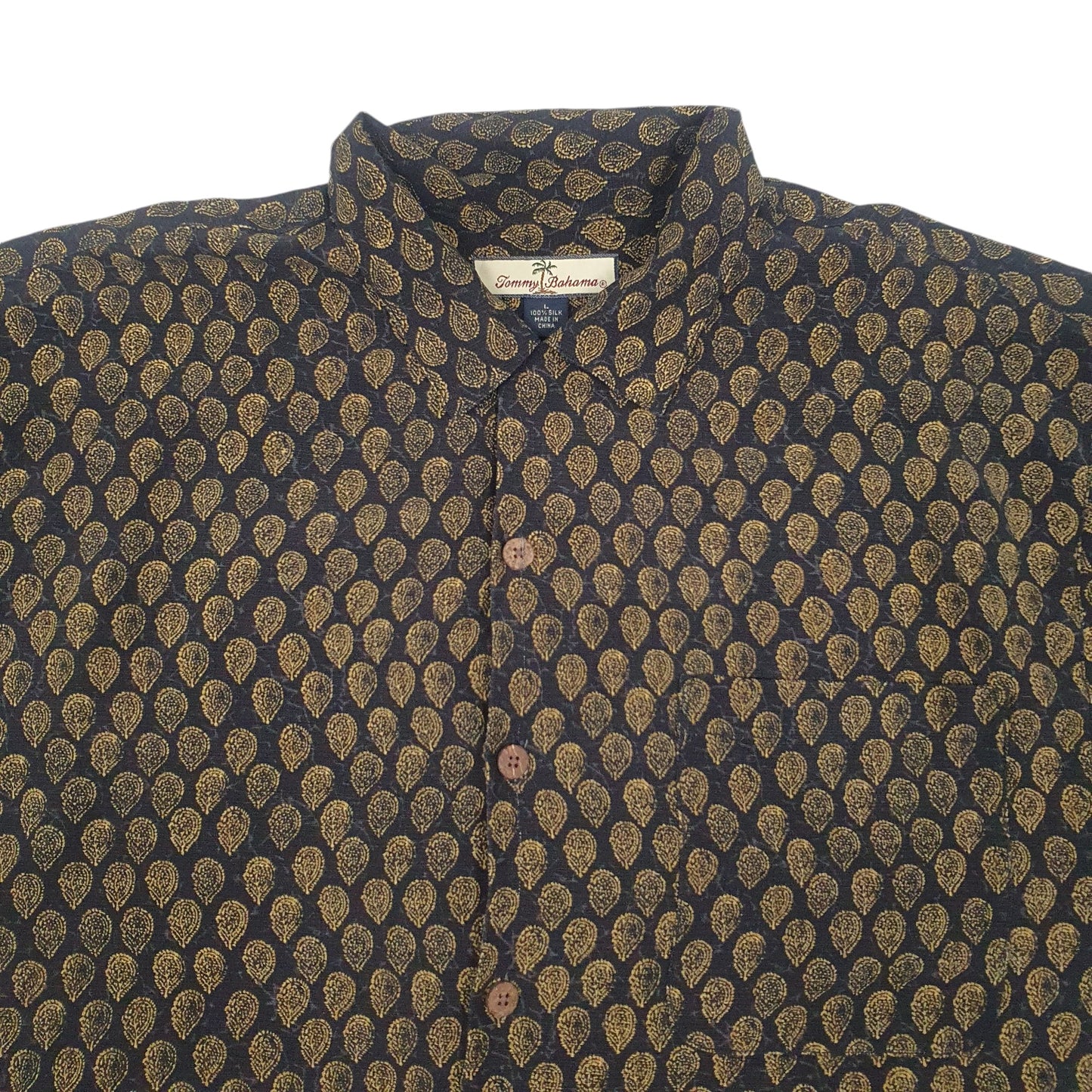 Mens Black Tommy Bahamas Pattern Short Sleeve Shirt