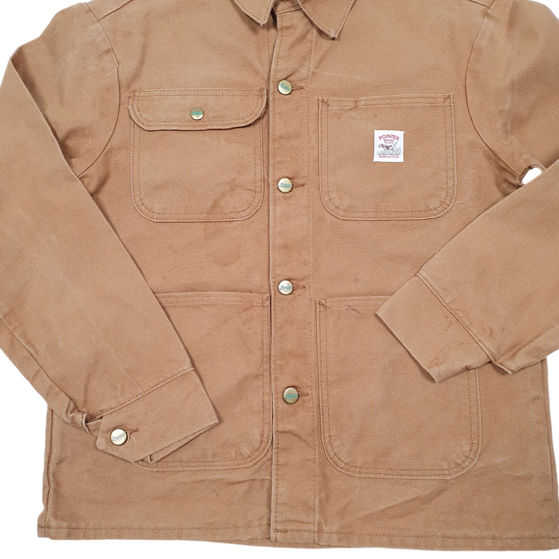 Mens Tan Pointer Brand Made In USA Chore Jacket Unlined Duck  Coat