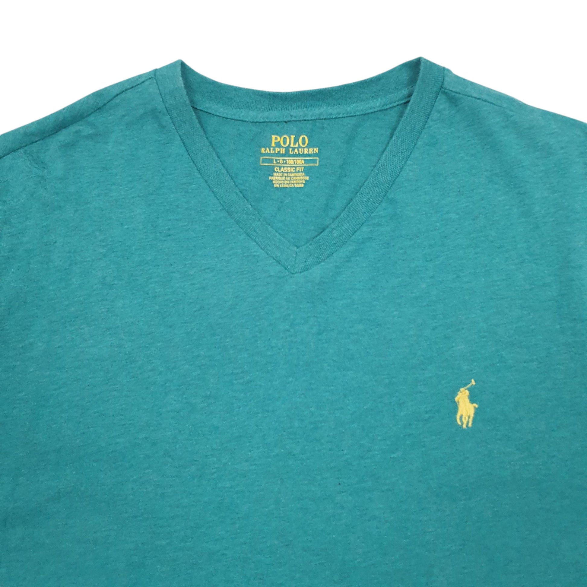 Mens Green Polo Ralph Lauren V Neck Short Sleeve T Shirt