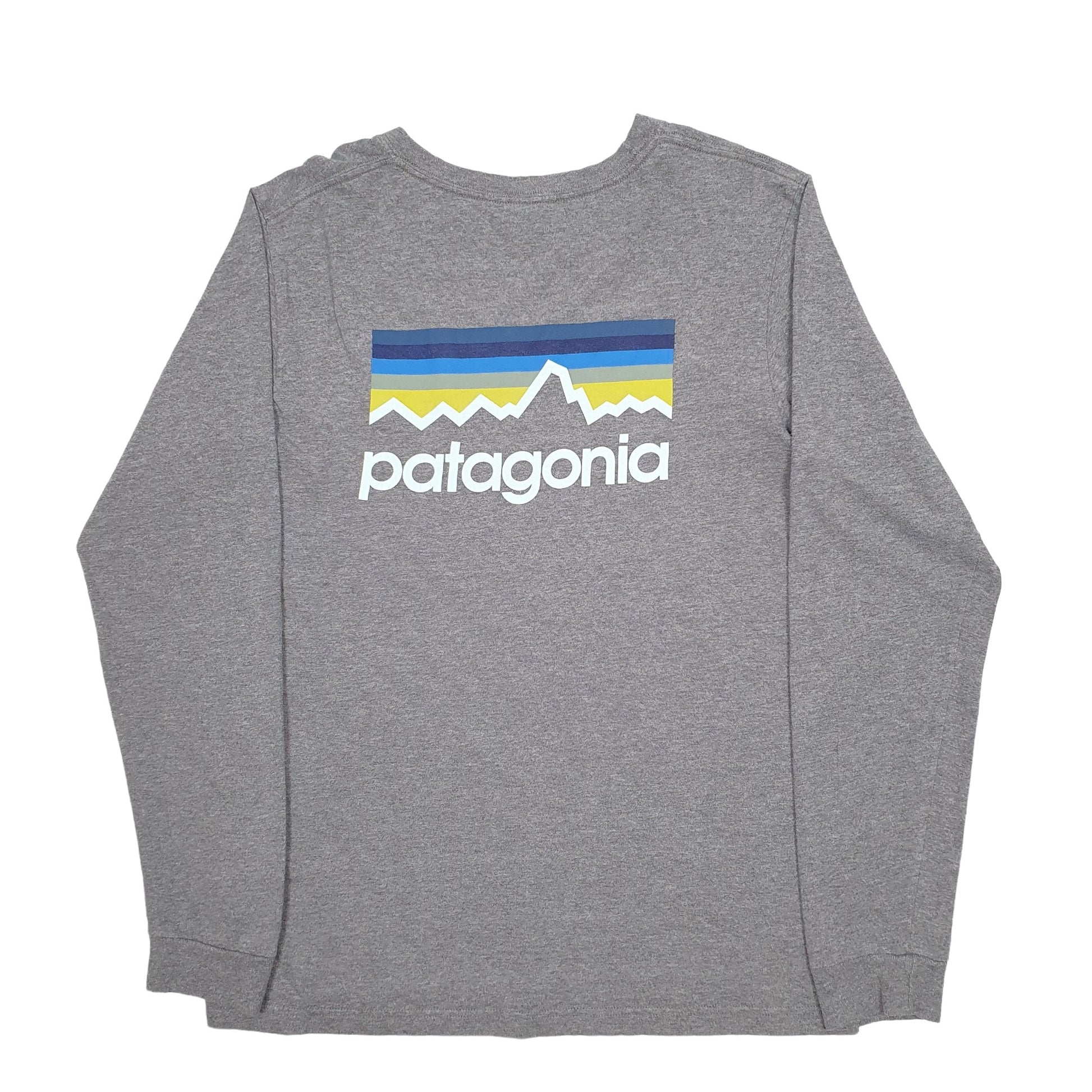 Mens Grey Patagonia Spellout Long Sleeve T Shirt