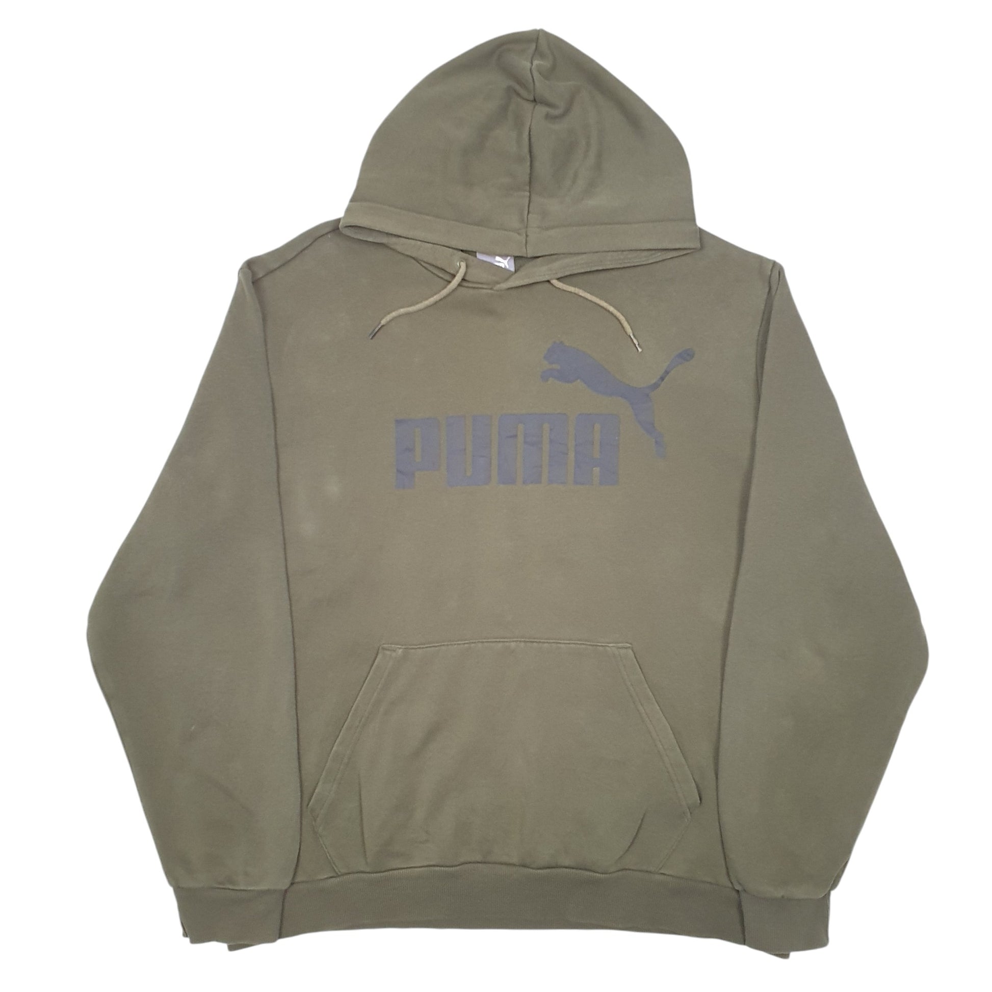 Mens Khaki Puma Spellout Hoodie Jumper