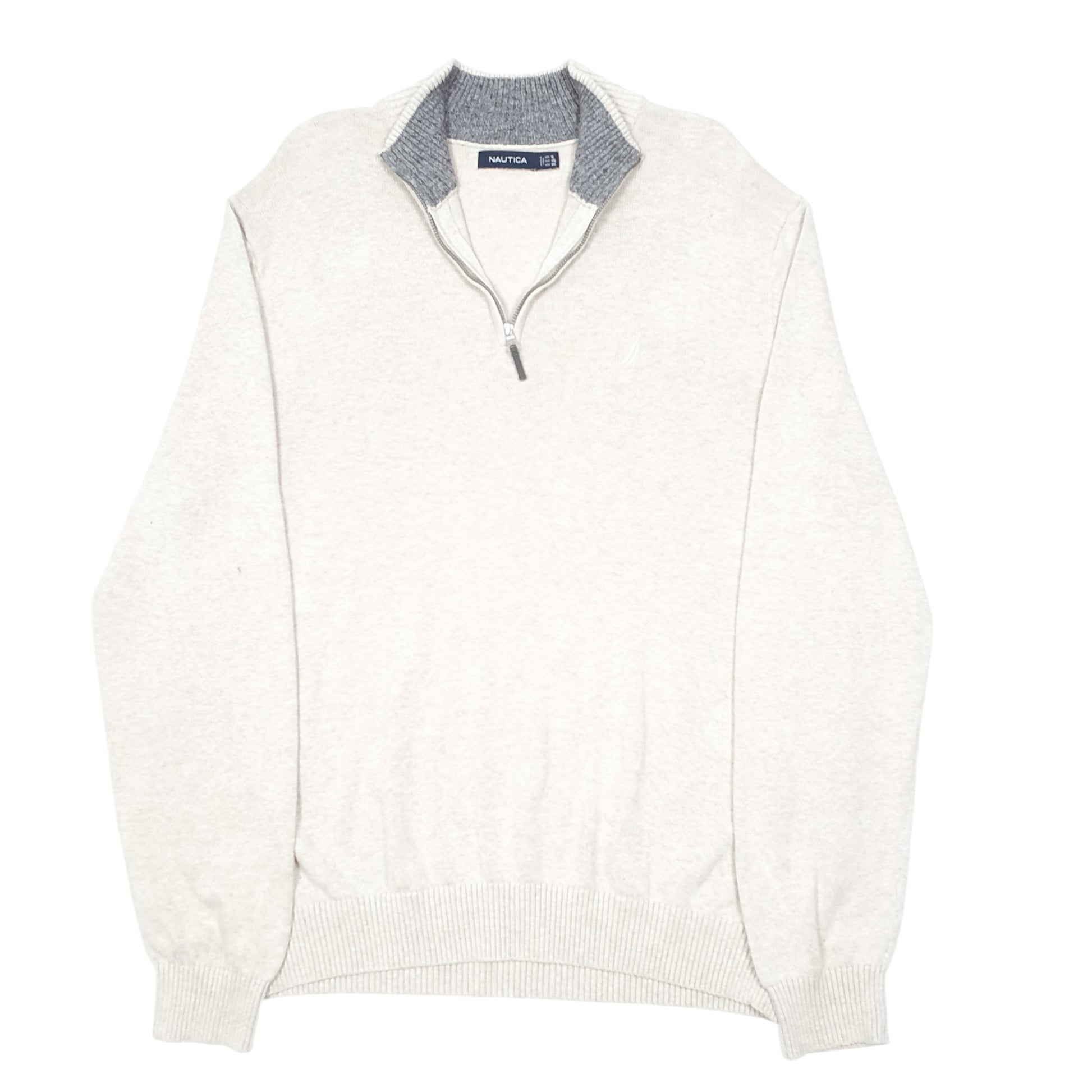 Mens Cream Nautica Knit Quarter Zip Jumper