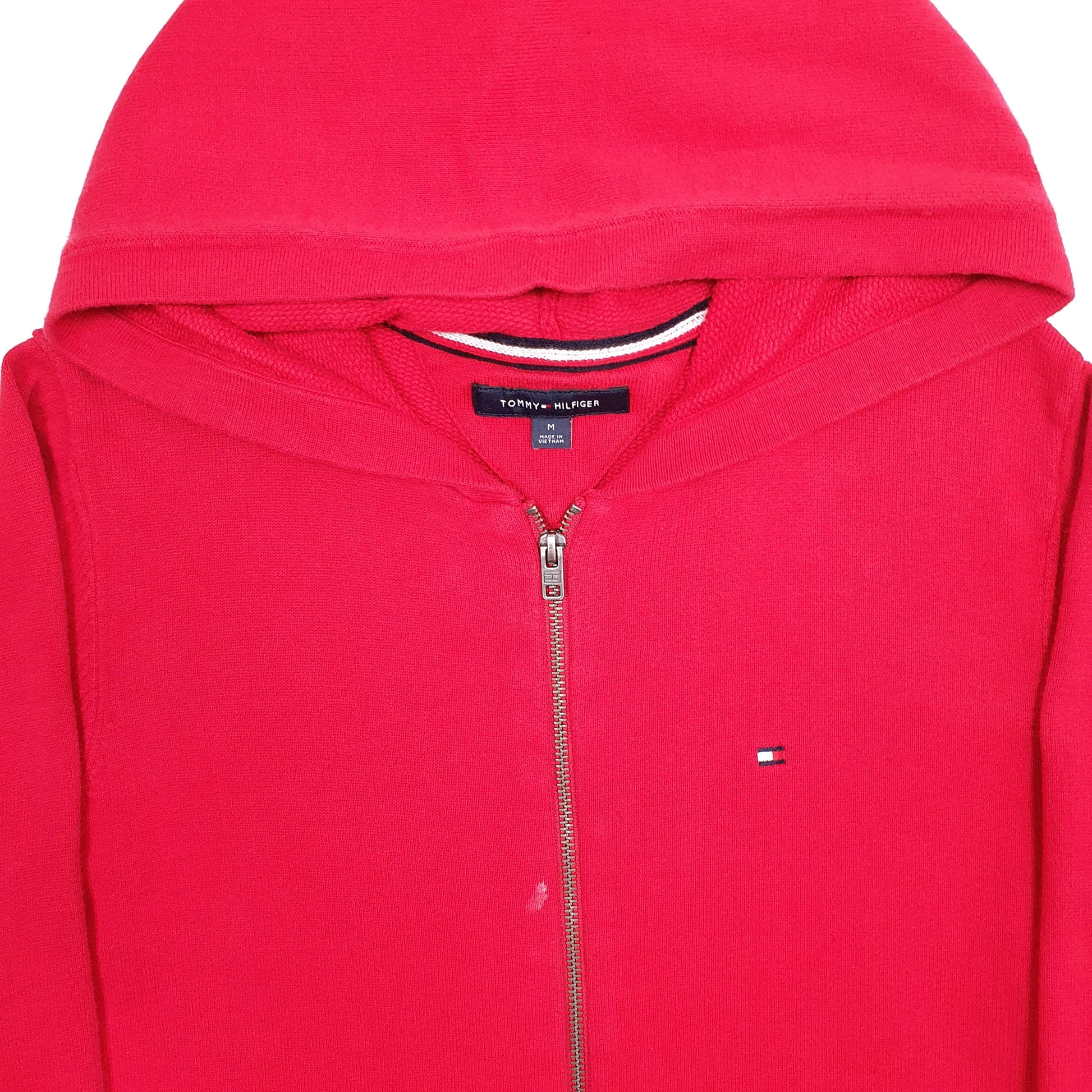 Mens Red Tommy Hilfiger Hoodie Lightweight Full Zip Jumper
