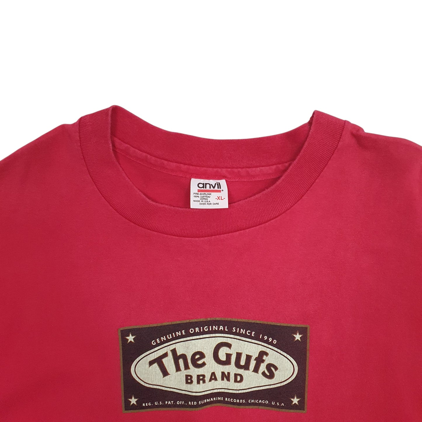 Mens Red Anvil Single Stitch Vintage 90s Made In USA Vintage 90's Gufs Brand Short Sleeve T Shirt