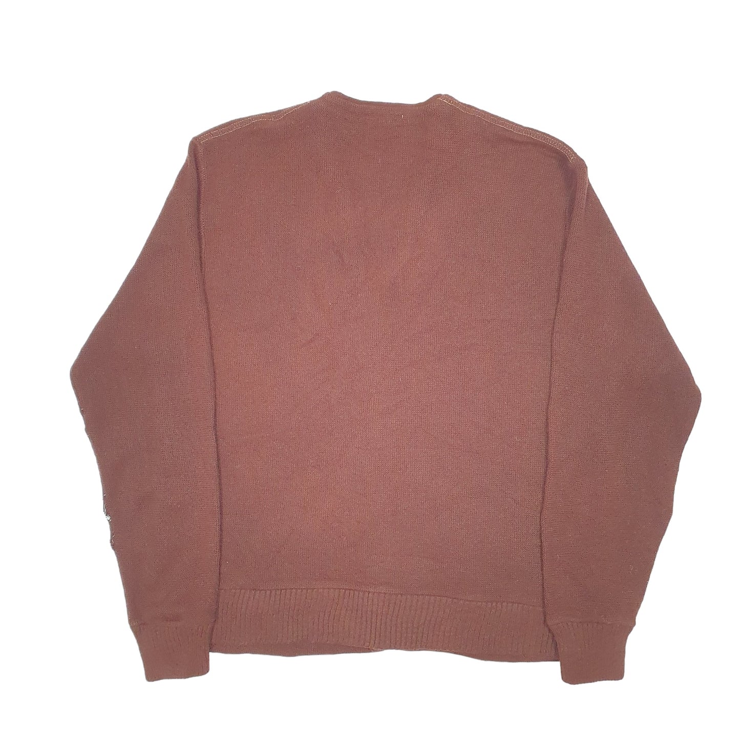 Mens Brown Unbranded Knit Cardigan Grunge Vintage V Neck Jumper