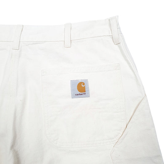 Mens Cream Carhartt Workwear Painter Union Made In USA Carpenter Shorts