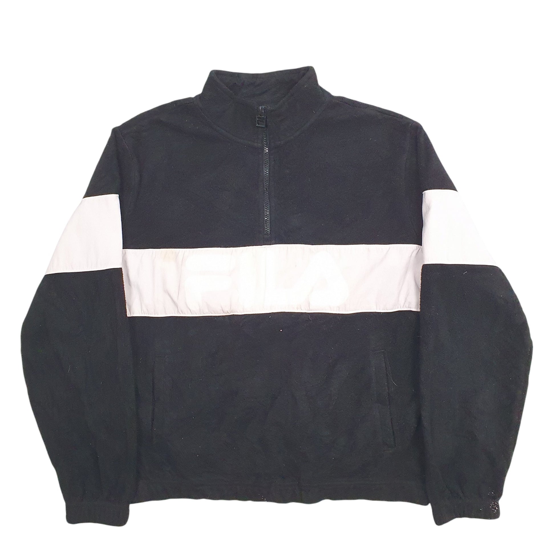 Womens Black Fila Spellout Quarter Zip Jumper