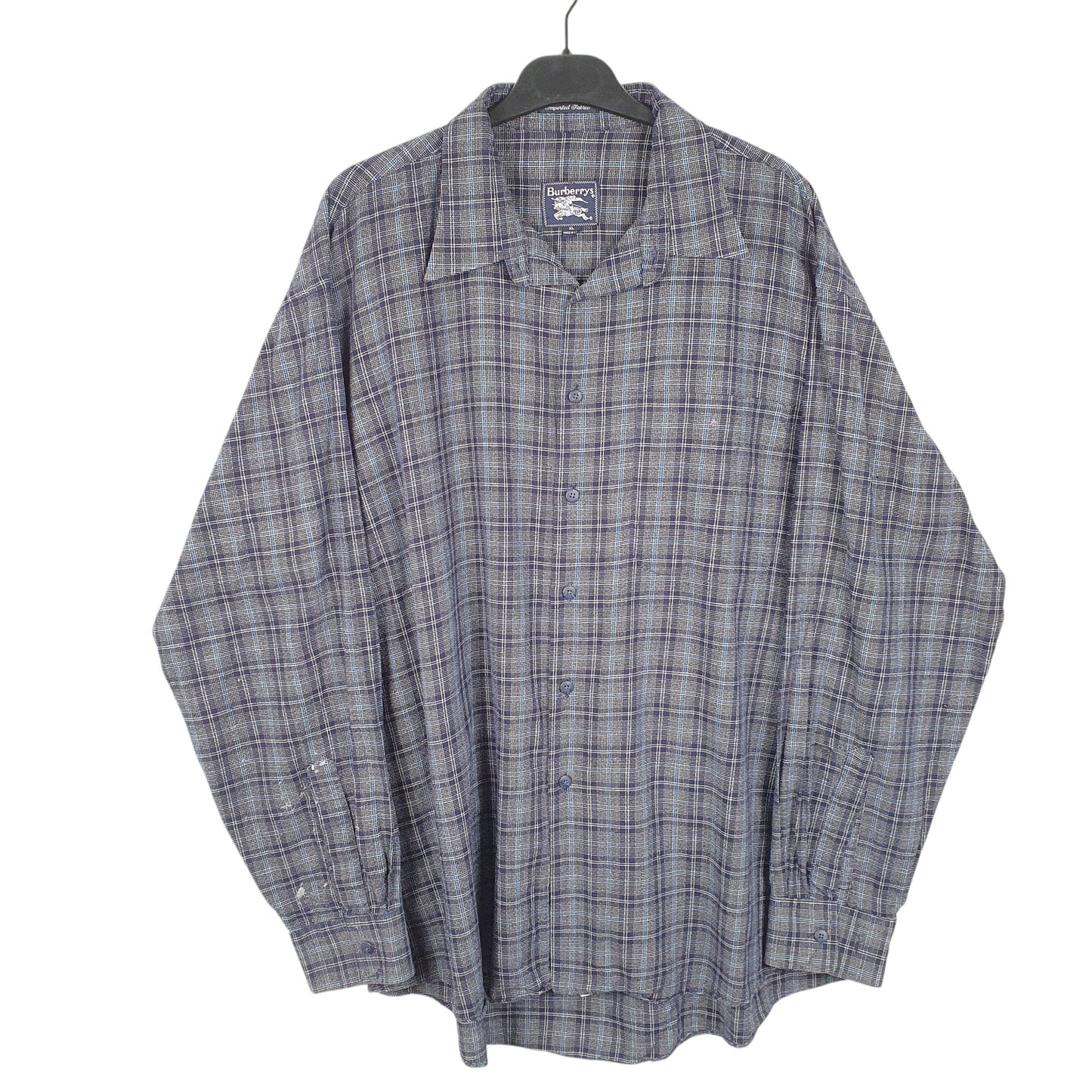 Mens Navy Burberry Made In USA Long Sleeve Shirt