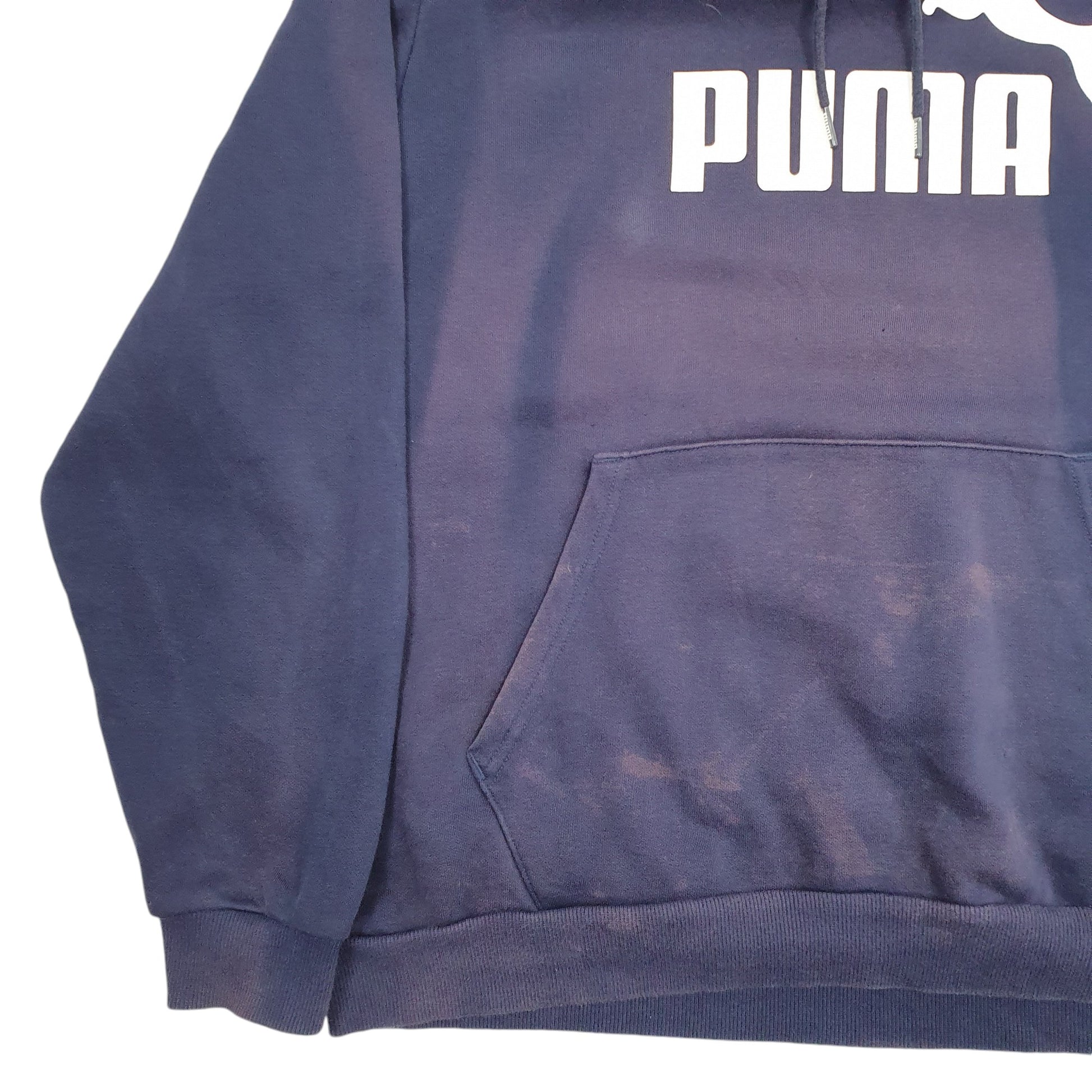 Mens Navy Puma Spellout Hoodie Jumper
