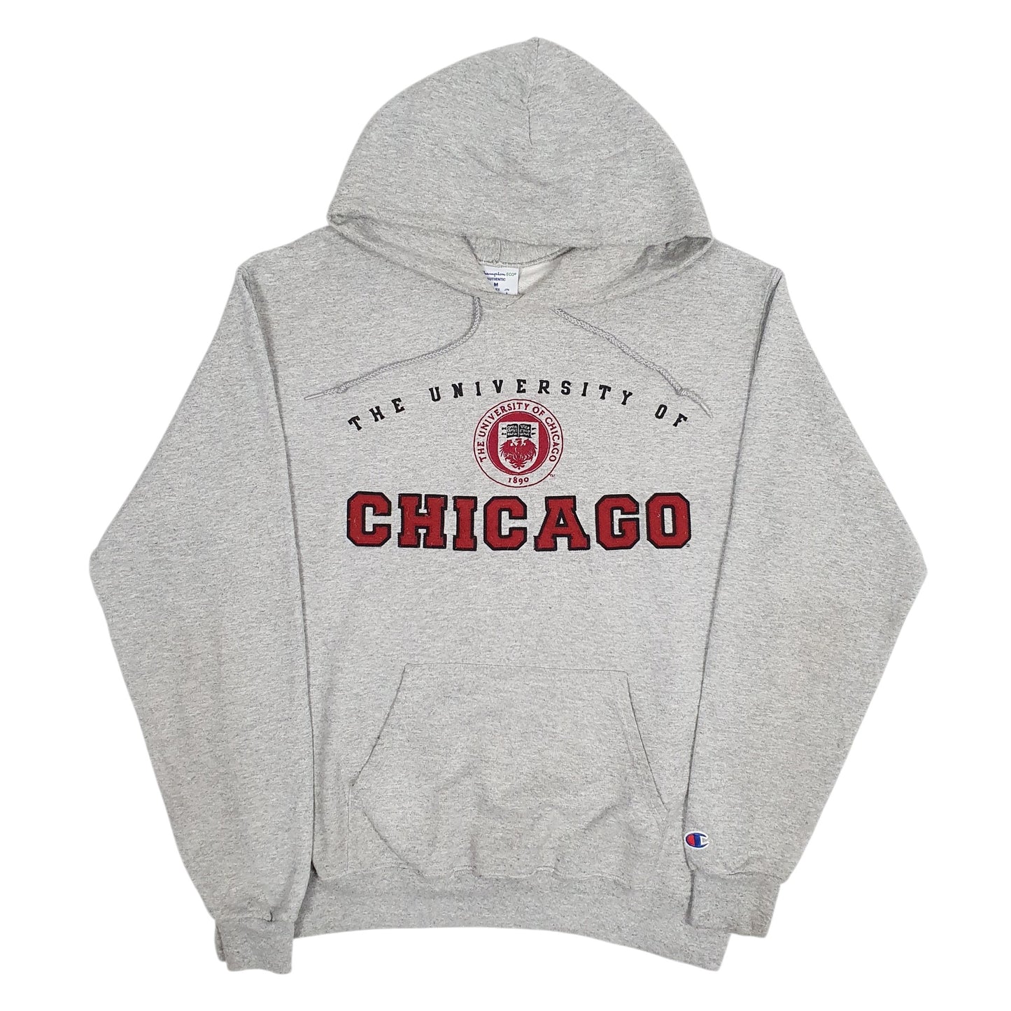 Mens Grey Champion University of Chicago Raised Embroidered Hoodie Jumper