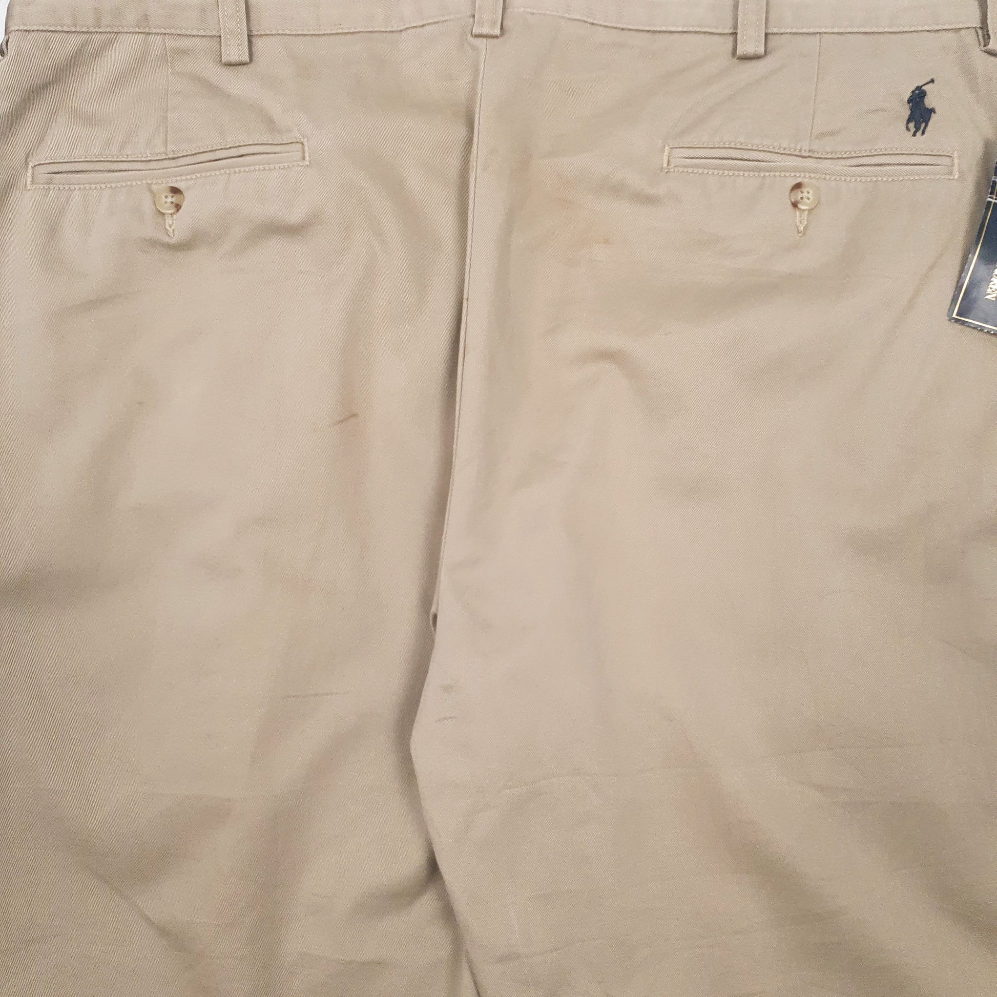 Mens Beige Polo Ralph Lauren Double Pleated Ethan Pants Chino Trousers