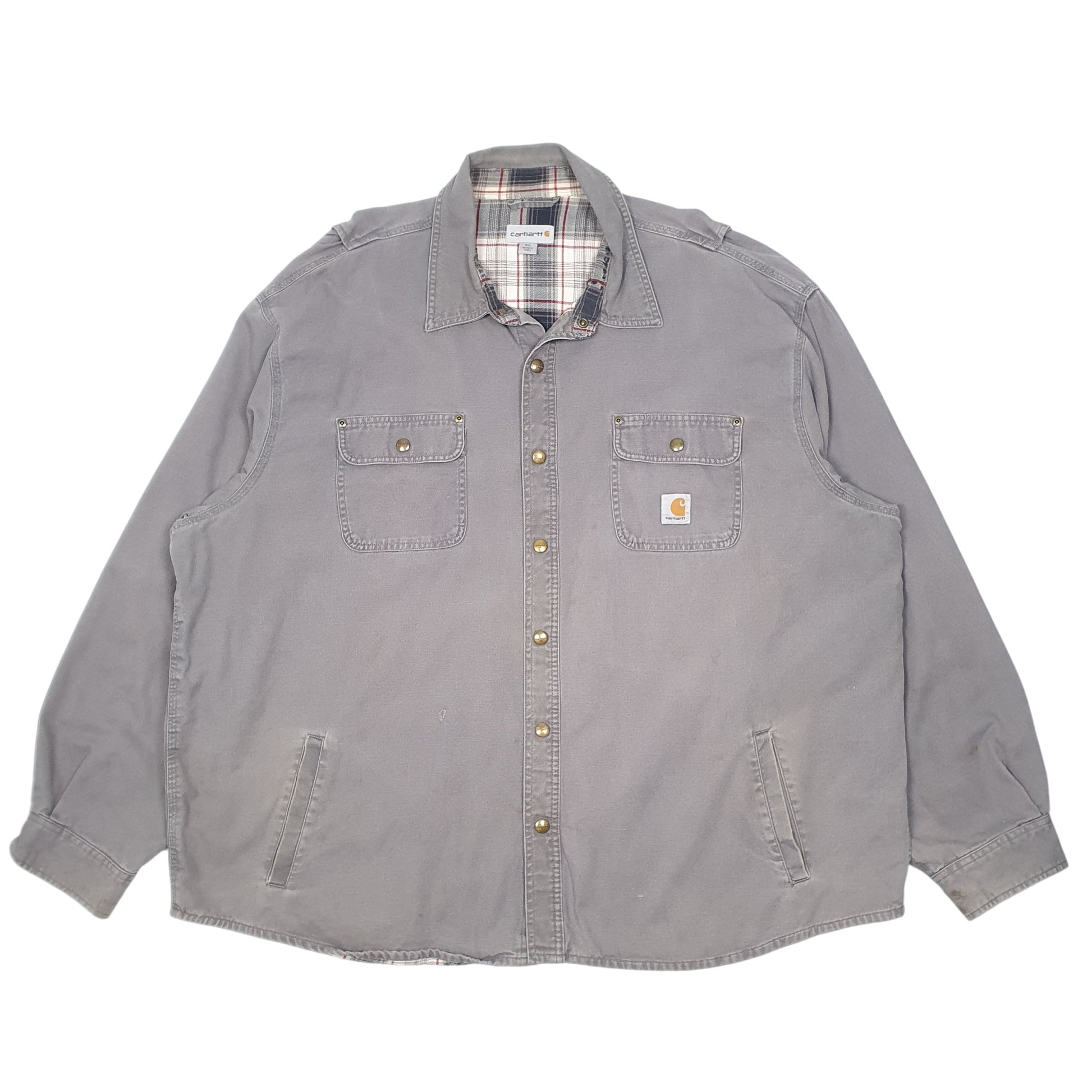 Mens Grey Carhartt Overshirt Shacket Hoodie Coat