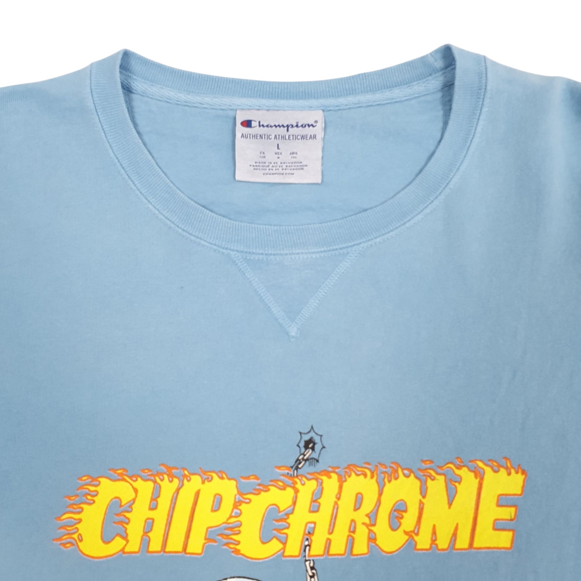 Mens Blue Champion ChipChrome Crewneck Jumper