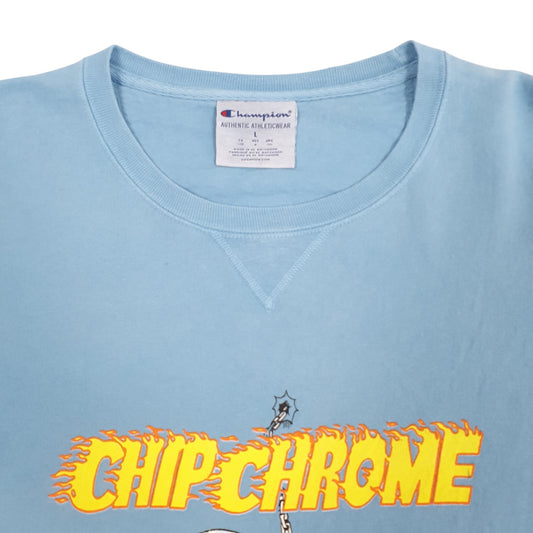 Mens Blue Champion ChipChrome Crewneck Jumper