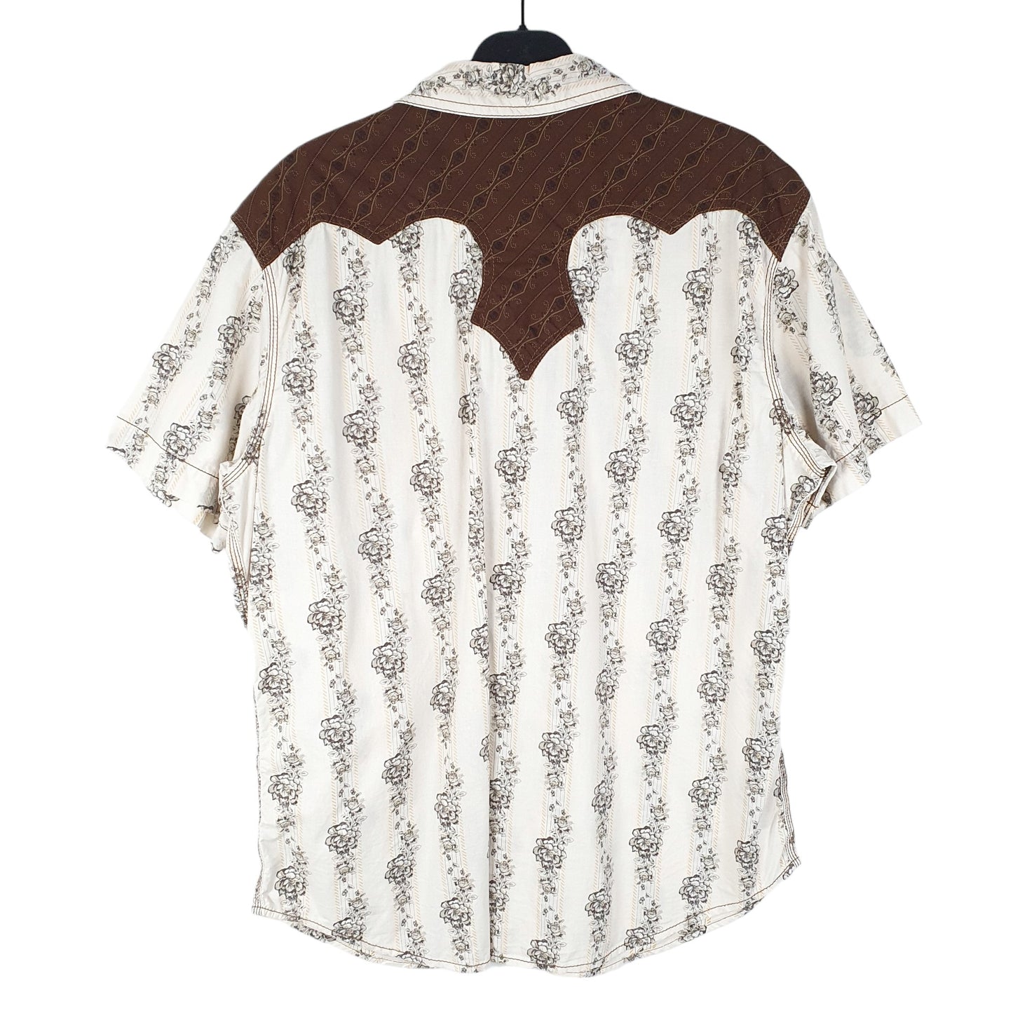 Mens Cream Arizona Jeans Company Floral Western Short Sleeve Shirt