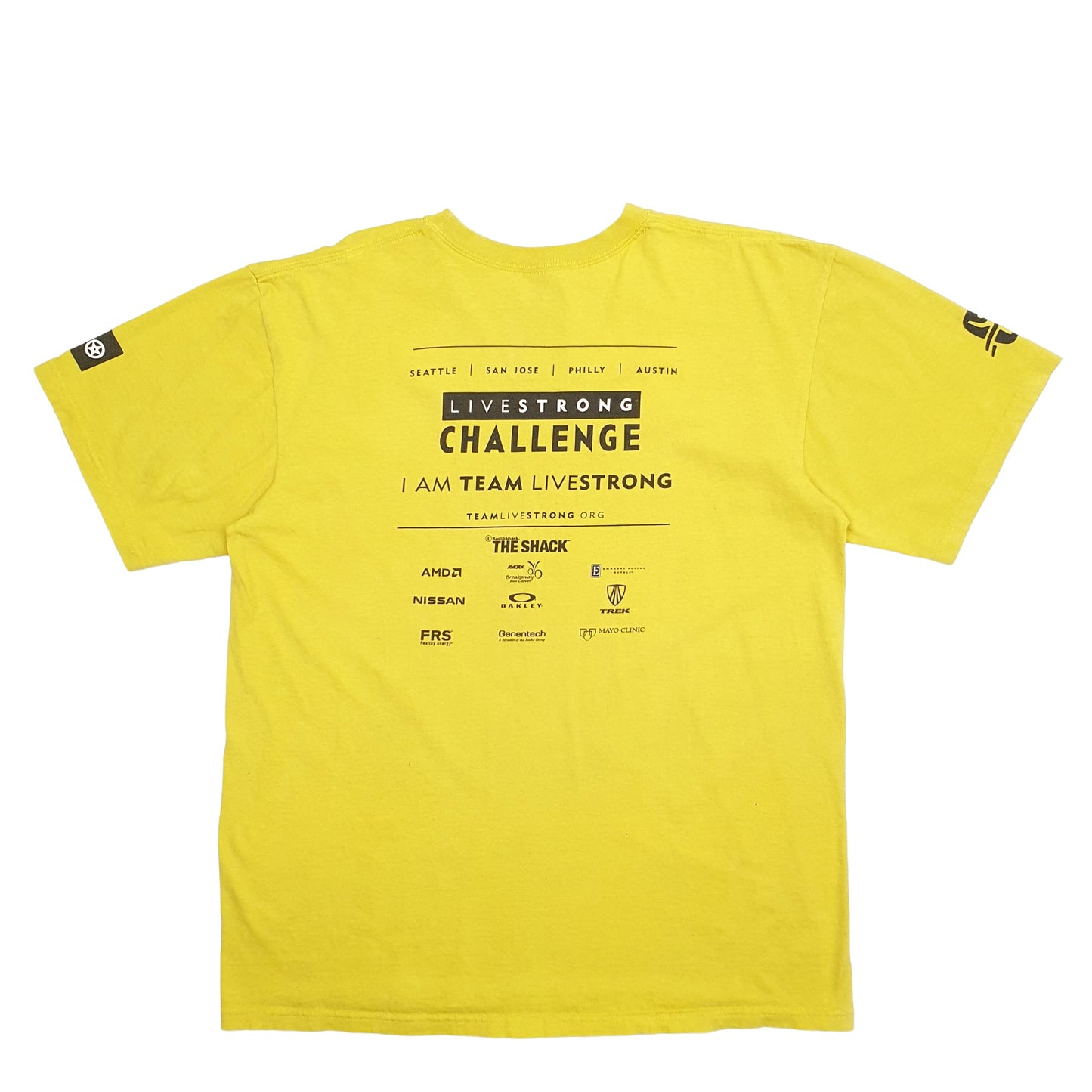 Mens Yellow Nike Spellout Livestrong Short Sleeve T Shirt