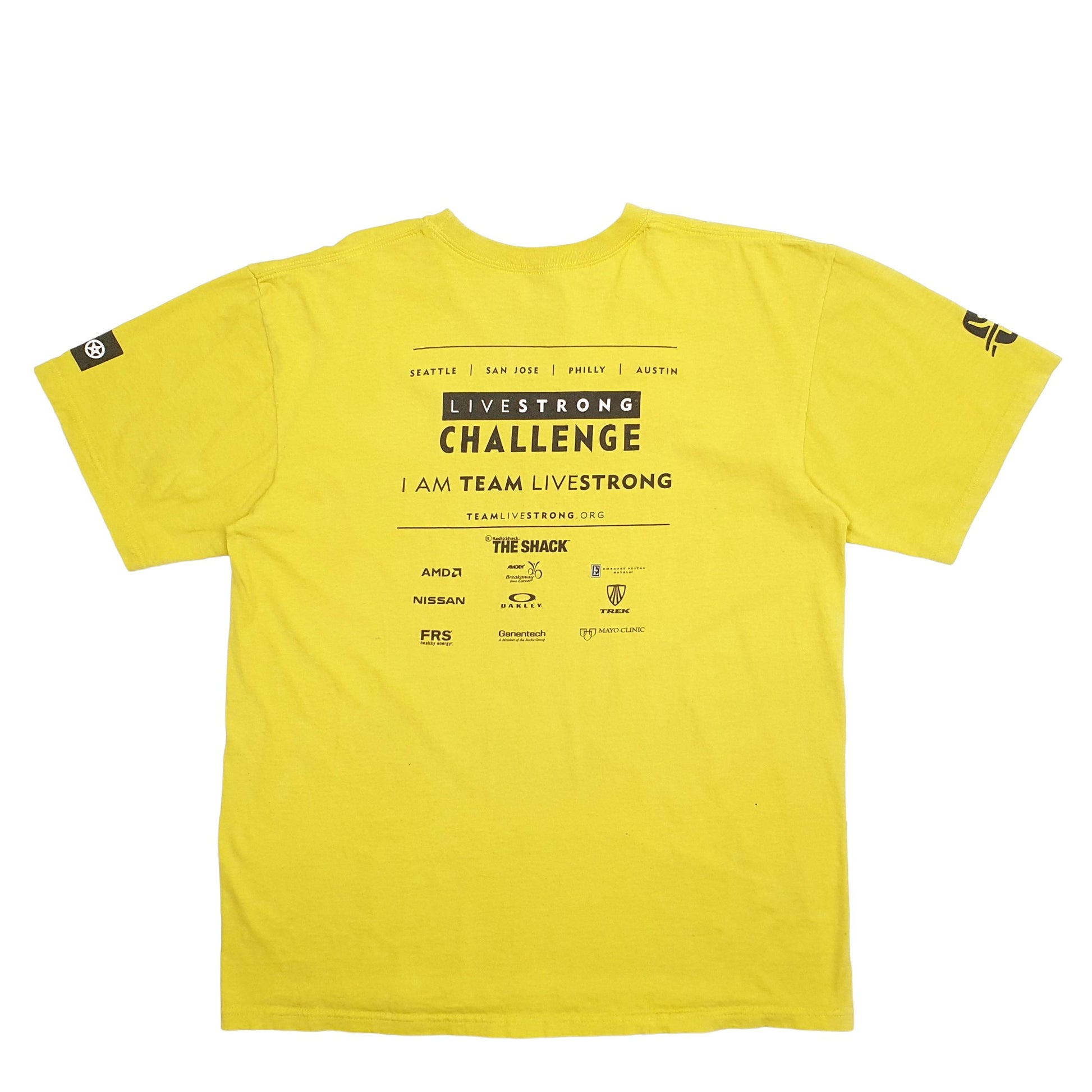 Mens Yellow Nike Spellout Livestrong Short Sleeve T Shirt