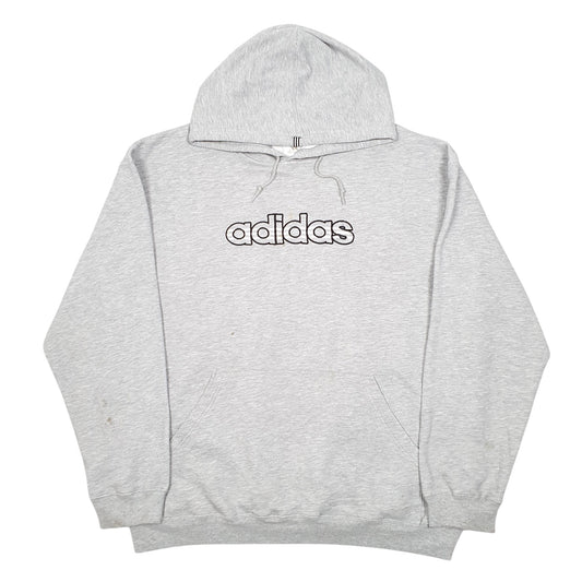 Mens Grey Adidas Spellout Hoodie Jumper