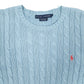 Womens Blue Ralph Lauren Cable Knit Knitwear Crewneck Jumper