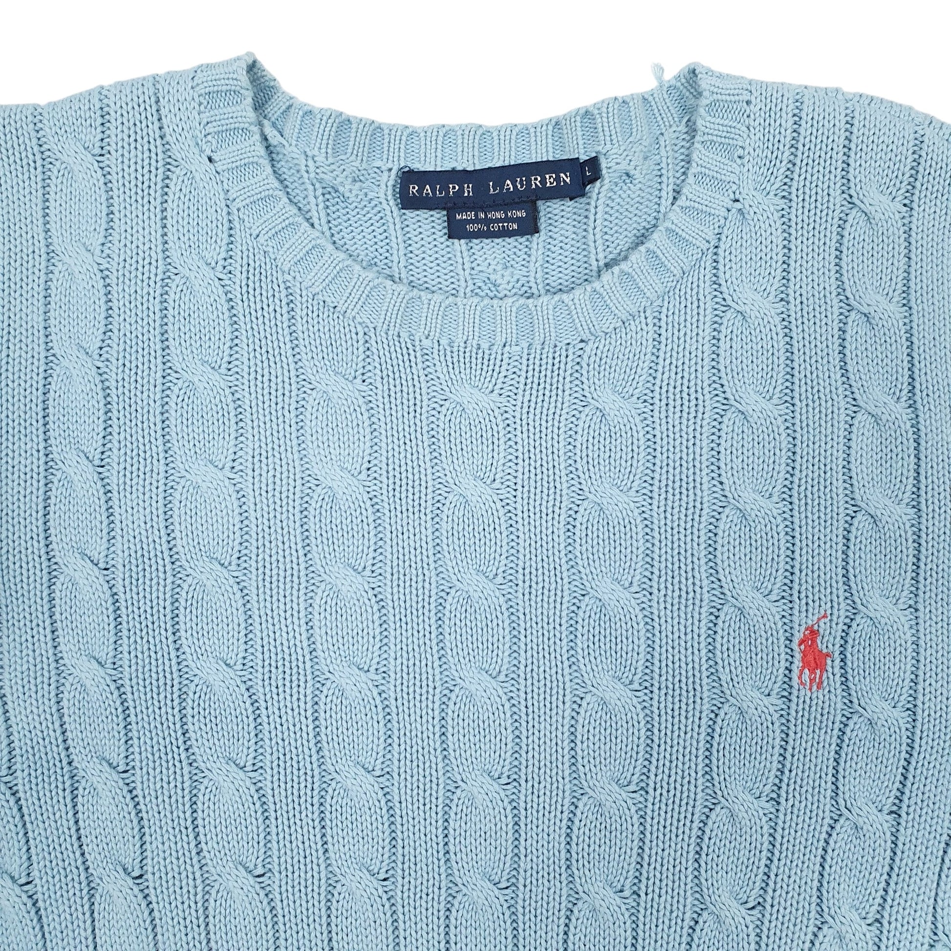 Womens Blue Ralph Lauren Cable Knit Knitwear Crewneck Jumper