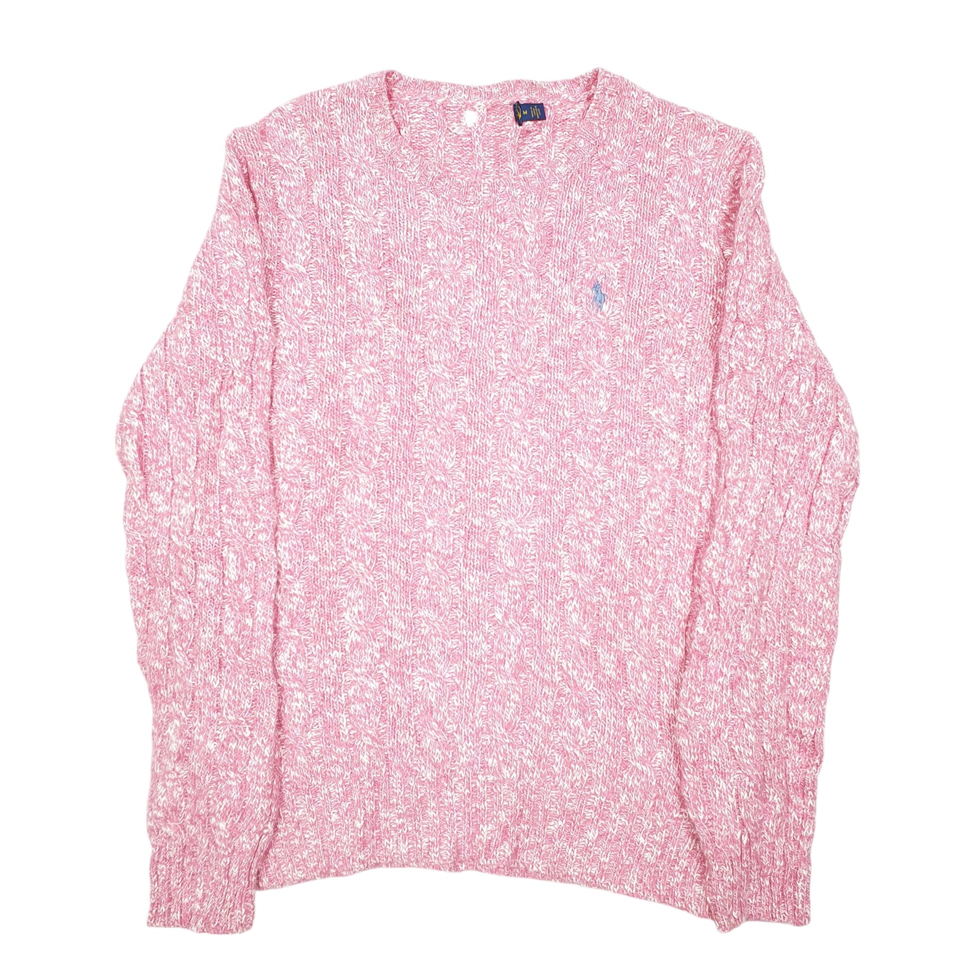 Womens Pink Polo Ralph Lauren Cable Knit Crewneck Jumper