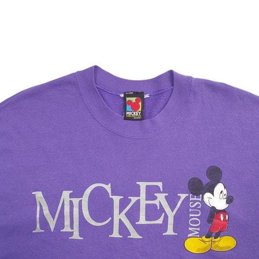 Mens Purple Disney Mickey Mouse Spellout Made In USA Vintage 90's Crewneck Jumper