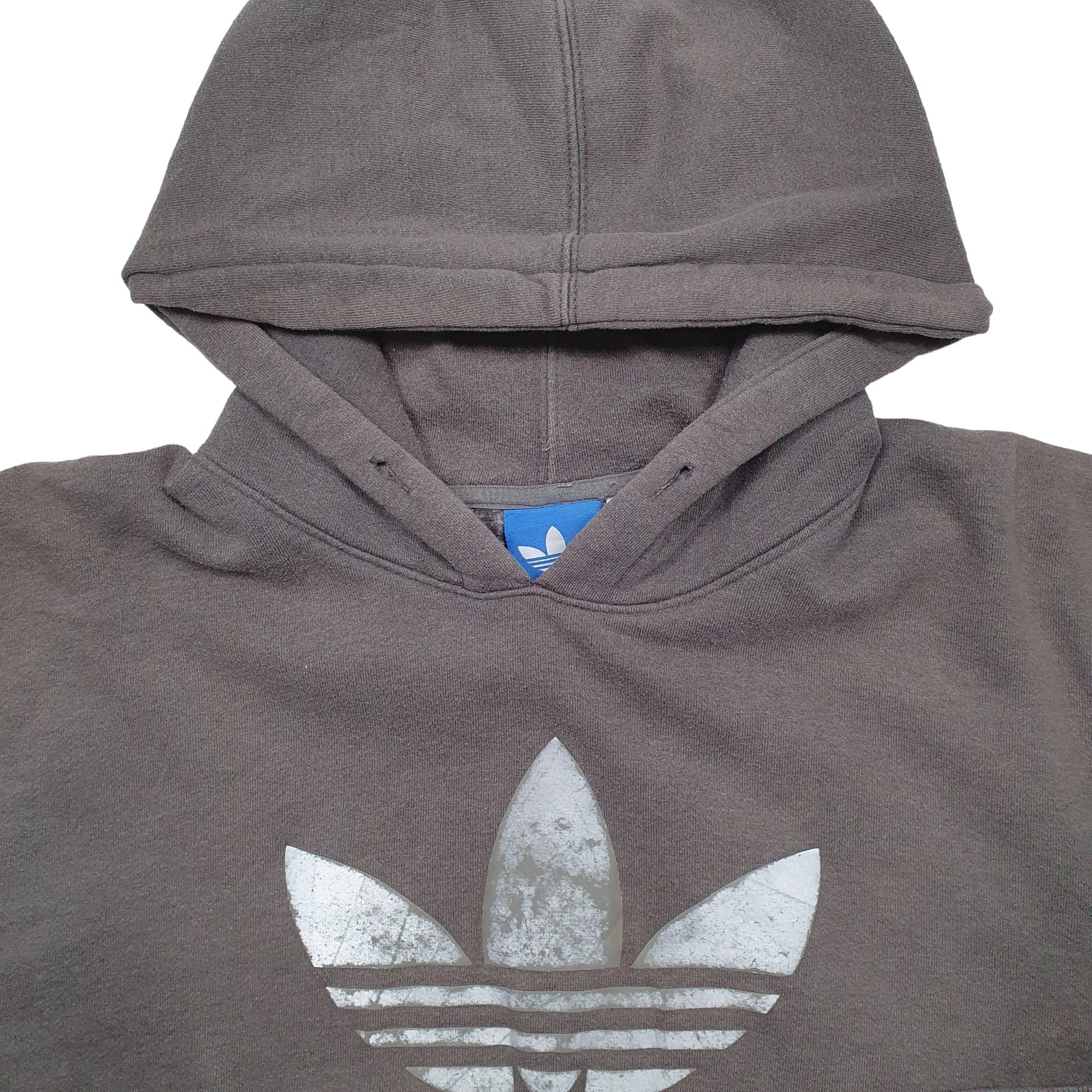 Mens Grey Adidas Spellout Hoodie Jumper