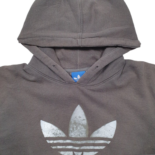 Mens Grey Adidas Spellout Hoodie Jumper