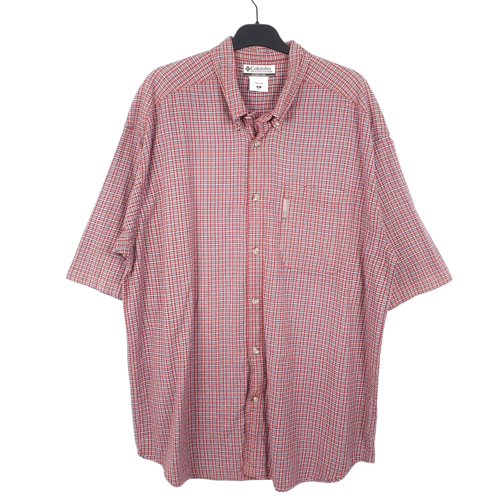 Mens Red Columbia Sportswear  Short Sleeve Shirt