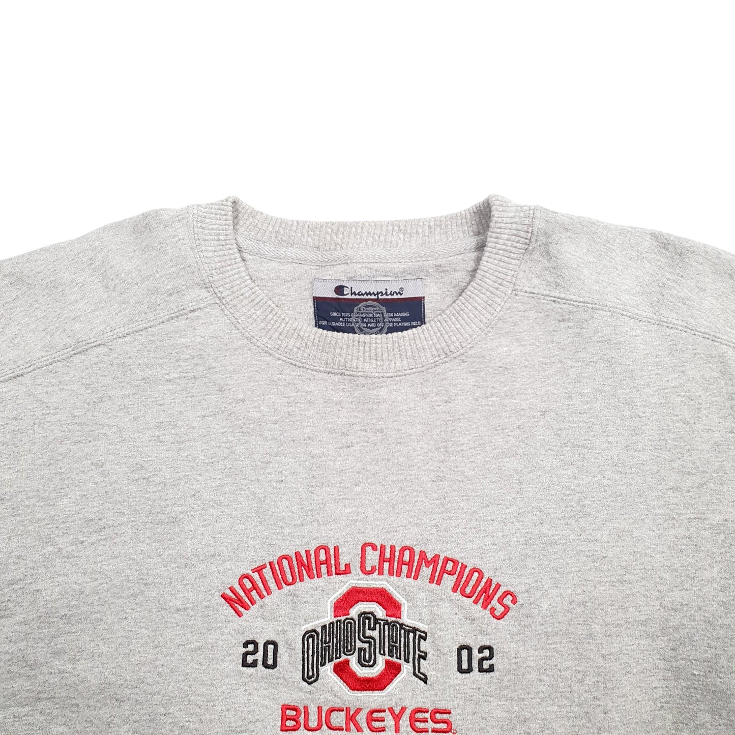Mens Grey Champion Ohio State Champions 2002 Buckeyes Crewneck Jumper