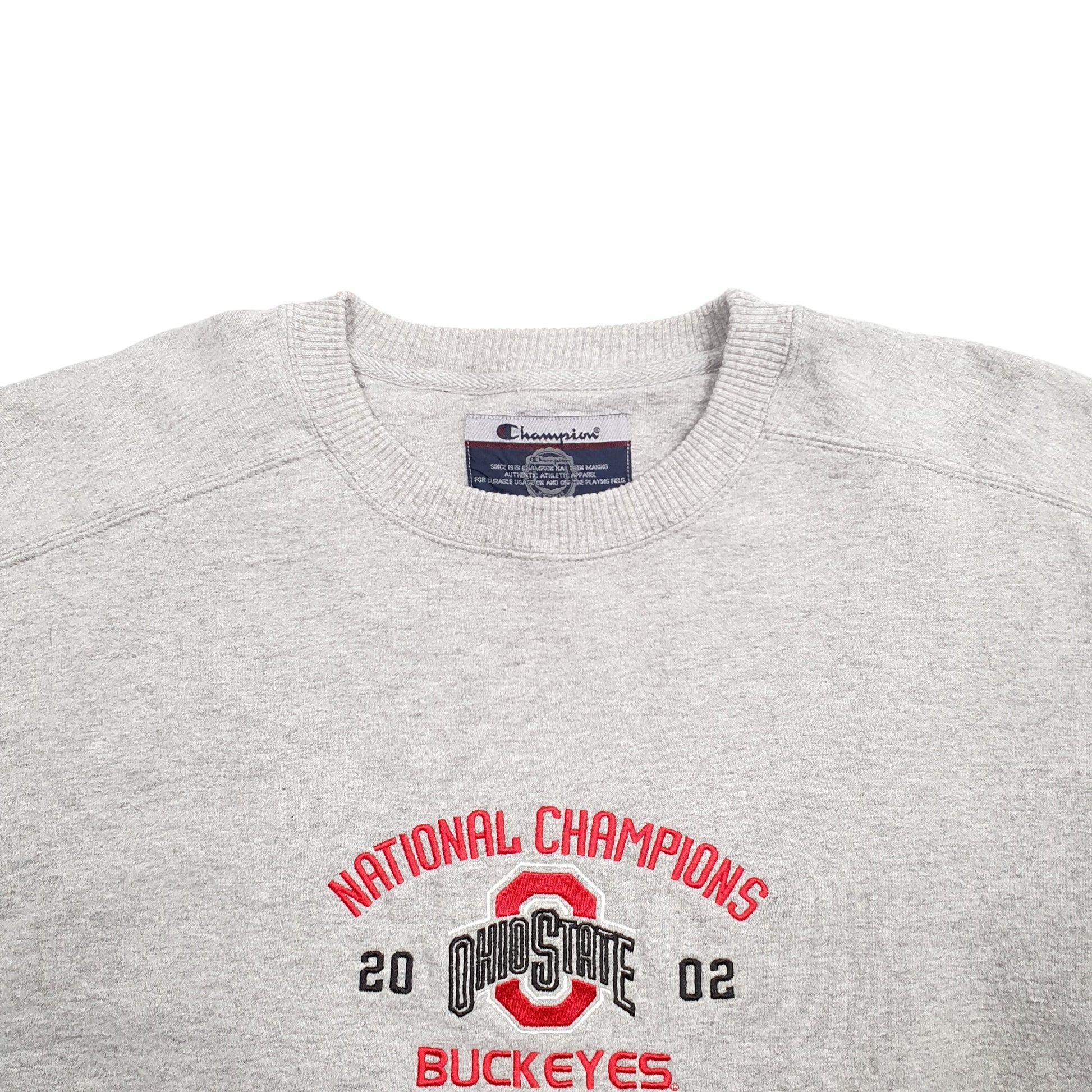 Mens Grey Champion Ohio State Champions 2002 Buckeyes Crewneck Jumper